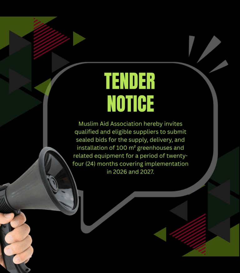 Tender notice Greenhouses Muslim Aid Association